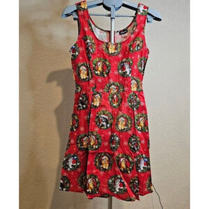 Retrolicious Size Medium Women’s Christmas Cat Dress HAS POCKETS Made in USA